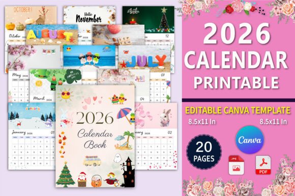 2026 Calendar Printable Canva