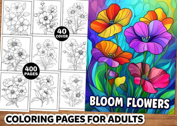 Bloom Flowers Adult Coloring Book - KDP