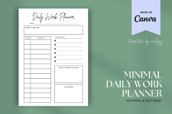Daily Work Planner Template Minimal
