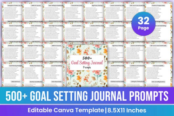 Mastering Goal Setting with 500 Goal Setting Journal Prompts Canva