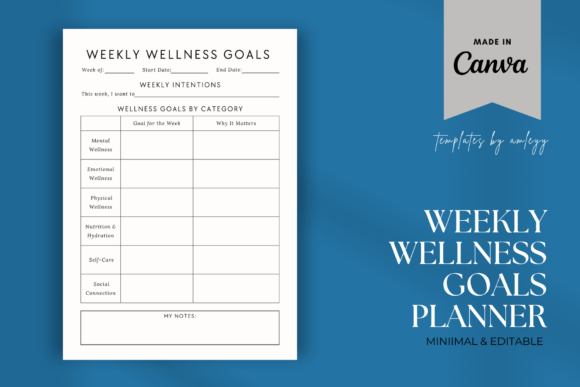 Minimal Weekly Wellness Goals Planner: A Simple Way to Achieve Balance and Focus