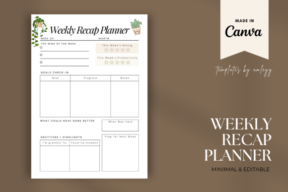 Weekly Recap Planner Template Canva: A Tool for Reflection and Productivity